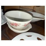Antique French and English Ironstone Bowl and Dish Set with Sceptre Wine Box Antique French and English Ironstone Bowl and Dish Set with Sceptre Wine Box