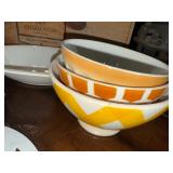 Antique French and English Ironstone Bowl and Dish Set with Sceptre Wine Box Antique French and English Ironstone Bowl and Dish Set with Sceptre Wine Box
