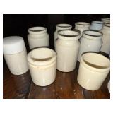 Assorted Lot of Antique French and English Ironstone Jars & Containers Collection - Assorted Lot Assorted Lot of Antique French and English Ironstone Jars & Containers Collection - Assorted Lot