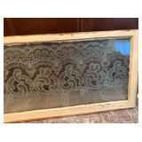 Vintage Etched Glass Window with Lace Pattern Vintage Etched Glass Window with Lace Pattern