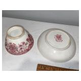 Vintage English Ironstone Tyrolean WR&Co Red Pattern Bowl and Saucer Set Vintage English Ironstone Tyrolean WR&Co Red Pattern Bowl and Saucer Set