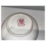Vintage English Ironstone Tyrolean WR&Co Red Pattern Bowl and Saucer Set Vintage English Ironstone Tyrolean WR&Co Red Pattern Bowl and Saucer Set