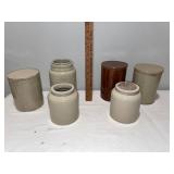 Lot of 6 Vintage English Ironstone Jars & Crocks with Lids Lot of 6 Vintage English Ironstone Jars & Crocks with Lids