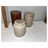 Lot of 6 Vintage English Ironstone Jars & Crocks with Lids Lot of 6 Vintage English Ironstone Jars & Crocks with Lids