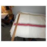 Vintage Woven European Grain Sacs with Red and Blue Stripe Design Vintage Woven European Grain Sacs with Red and Blue Stripe Design