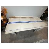 Vintage Woven European Grain Sacs with Red and Blue Stripe Design Vintage Woven European Grain Sacs with Red and Blue Stripe Design