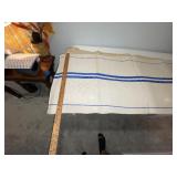 Vintage Woven European Grain Sacs with Red and Blue Stripe Design Vintage Woven European Grain Sacs with Red and Blue Stripe Design