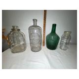 Set of 4 Vintage Glass Bottles - Assorted Shapes & Colors Set of 4 Vintage Glass Bottles - Assorted Shapes & Colors
