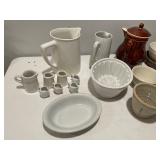 French and English Ironstone Ceramic and Porcelain Kitchenware Lot with St. Uze and Ridgway Marked Piece French and English Ironstone Ceramic and Porcelain Kitchenware Lot with St. Uze and Ridgway Marked Piece