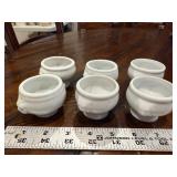 Set of 6 Vintage French White Lion Head Small Terrain Footed Bowls Set of 6 Vintage French White Lion Head Small Terrain Footed Bowls