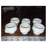 Set of 6 Vintage French White Lion Head Small Terrain Footed Bowls Set of 6 Vintage French White Lion Head Small Terrain Footed Bowls