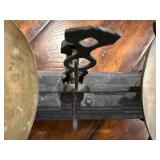 Antique French Roberval Cast Iron Balance Scale with Brass Weighing Pans Antique French Roberval Cast Iron Balance Scale with Brass Weighing Pans