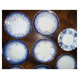 Antique French Flow Blue Butter Pat Plates Set of 11 with Gold Detailing Antique French Flow Blue Butter Pat Plates Set of 11 with Gold Detailing