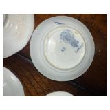 Antique French Flow Blue Butter Pat Plates Set of 11 with Gold Detailing Antique French Flow Blue Butter Pat Plates Set of 11 with Gold Detailing