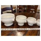 Set of 4 Graduated Vintage French White Ceramic Lion Head Soup Bowls Set of 4 Graduated Vintage French White Ceramic Lion Head Soup Bowls