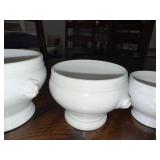 Set of 4 Graduated Vintage French White Ceramic Lion Head Soup Bowls Set of 4 Graduated Vintage French White Ceramic Lion Head Soup Bowls