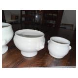 Set of 4 Graduated Vintage French White Ceramic Lion Head Soup Bowls Set of 4 Graduated Vintage French White Ceramic Lion Head Soup Bowls