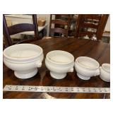 Set of 4 Graduated Vintage French White Ceramic Lion Head Soup Bowls Set of 4 Graduated Vintage French White Ceramic Lion Head Soup Bowls