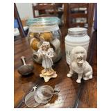 Vintage Collectibles Lot: Figurines, Glass Jar, and Kitchen Decor Vintage Collectibles Lot: Figurines, Glass Jar, and Kitchen Decor