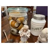 Vintage Collectibles Lot: Figurines, Glass Jar, and Kitchen Decor Vintage Collectibles Lot: Figurines, Glass Jar, and Kitchen Decor