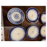 Set of 9 Antique French Flow Blue Butter Pat Plates Set of 9 Antique French Flow Blue Butter Pat Plates