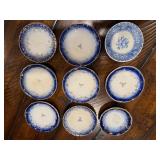 Set of 9 Antique French Flow Blue Butter Pat Plates Set of 9 Antique French Flow Blue Butter Pat Plates
