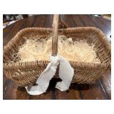 Antique French Mushroom Gathering Wicker Basket with Handle and Bow Antique French Mushroom Gathering Wicker Basket with Handle and Bow
