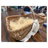 Antique French Mushroom Gathering Wicker Basket with Handle and Bow Antique French Mushroom Gathering Wicker Basket with Handle and Bow