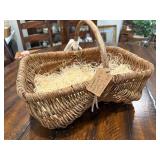 Antique French Mushroom Gathering Wicker Basket with Handle and Bow Antique French Mushroom Gathering Wicker Basket with Handle and Bow