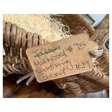 Antique French Mushroom Gathering Wicker Basket with Handle and Bow Antique French Mushroom Gathering Wicker Basket with Handle and Bow