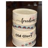 Set of 4 Antique Ironstone Patriotic Themed Stackable Ceramic pots Set of 4 Antique Ironstone Patriotic Themed Stackable Ceramic pots