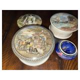 Collection of Prattware Pots with Lids Collection of Prattware Pots with Lids