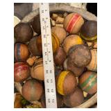 Vintage Bocce Balls in Ornate Planter Vintage Bocce Balls in Ornate Planter