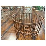 Antique French Wire Harvest Basket and Metal Egg Baskets Set - Large with Wooden Handle & Small Round Antique French Wire Harvest Basket and Metal Egg Baskets Set - Large with Wooden Handle & Small Round