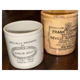Antique English Advertising Stoneware Pots - Harrison & Co Invalid Jelly & Frank Cooper Marmalade Antique English Advertising Stoneware Pots - Harrison & Co Invalid Jelly & Frank Cooper Marmalade