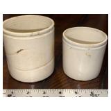 Antique French Advertising Pots with Decorative Motifs - Set of 2 Antique French Advertising Pots with Decorative Motifs - Set of 2