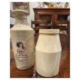 Set of 3 Vintage Stoneware Jugs: Decorative, French Chocolat, Plain Set of 3 Vintage Stoneware Jugs: Decorative, French Chocolat, Plain