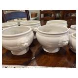 Set of White Vintage French Ceramic Lion Head Bowls - Various Sizes Set of White Vintage French Ceramic Lion Head Bowls - Various Sizes