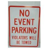No Event Parking Metal Sign 24"x18"