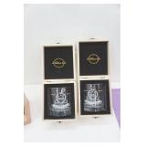 Velvet Zodiac Tea Cloth, Glasses in Wood Box, and Decor