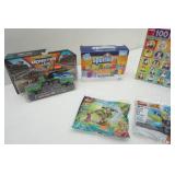 Puzzle, Monster Jam Trucks, Lego Kits, Elmers Squishees and more