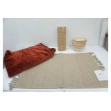 Home Decor Lot: Rug & Floating Shelves