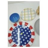 Hard Plastic Serving Trays, Plates, Bowls & Bamboo Condiment Holder