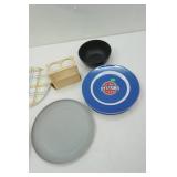 Hard Plastic Serving Trays, Plates, Bowls & Bamboo Condiment Holder