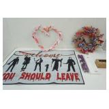 Halloween Welcome Mat, Occasional Wreaths, Graduation Flags ad Figurines