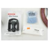 Steering Wheel Cover, Bike Seat, Pedals, bike tool kit, ball air pump