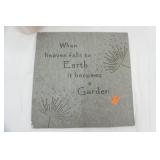 Stone Garden Sign, Artificial Ivy, Glass Jars, Wooden Nose Letter Clips, Glass Lamp Shades