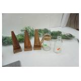 Stone Garden Sign, Artificial Ivy, Glass Jars, Wooden Nose Letter Clips, Glass Lamp Shades