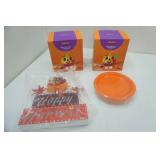 2 Paint Your Own Pumpkin Kits, Paper Plates, Happy Harvest Wooden Decor-lights up