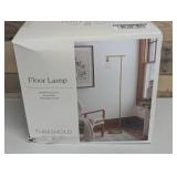 Brass Floor Lamp with Glass Shade - Threshold™: Modern Standing Light, ETL Listed, Metal Body Brass Floor Lamp with Glass Shade - Threshold™: Modern Standing Light, ETL Listed, Metal Body